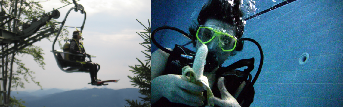 5-6. kép: Klara Hobza: Quixotic Obstacle Course (Trainingsparcours), 2010 és The Famous Banana Scene, 2011 (fotó: VG Bild Kunst)