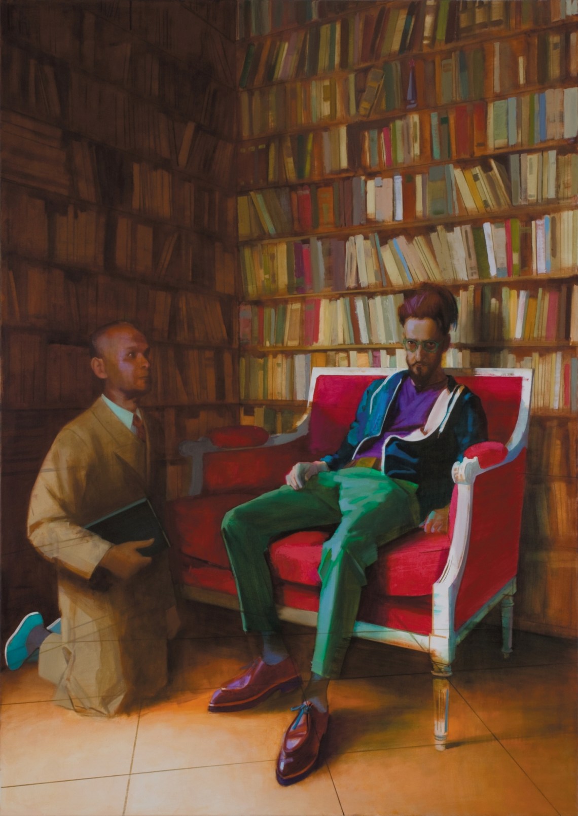 Szent Jeromos és egy ismeretlen, 2013, olaj, vászon, 170 x 120 cm, Zinsler Gyűjtemény, Ausztria, Fotó: Rosta József