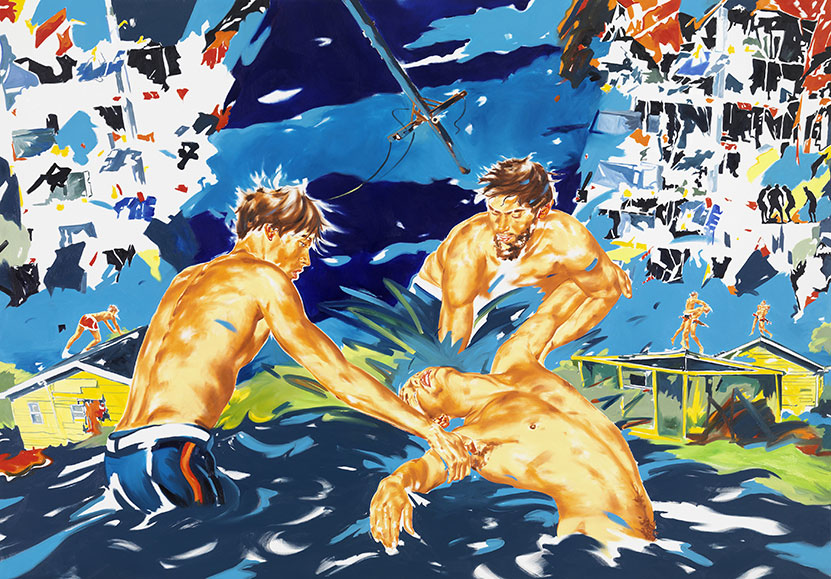 Norbert Bisky: Slump, 2008, olaj, vászon, 280 × 400 cm, Galerie Crone, Berlin, HGN Collection © Norbert Bisky, VG Bild-Kunst