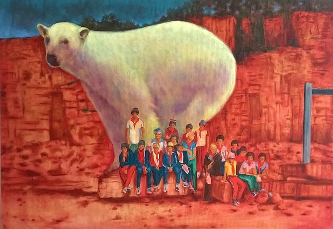 Ferenczy Zsolt: Team, 1, olaj, vászon, 170 × 100