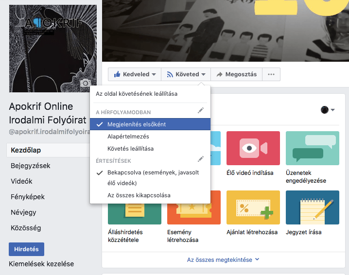 Válassza a Megjelenítés elsőként opciót!